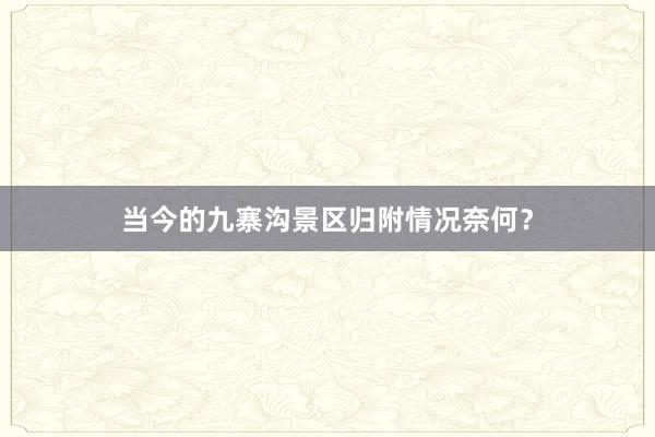 当今的九寨沟景区归附情况奈何？
