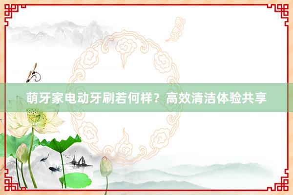 萌牙家电动牙刷若何样？高效清洁体验共享